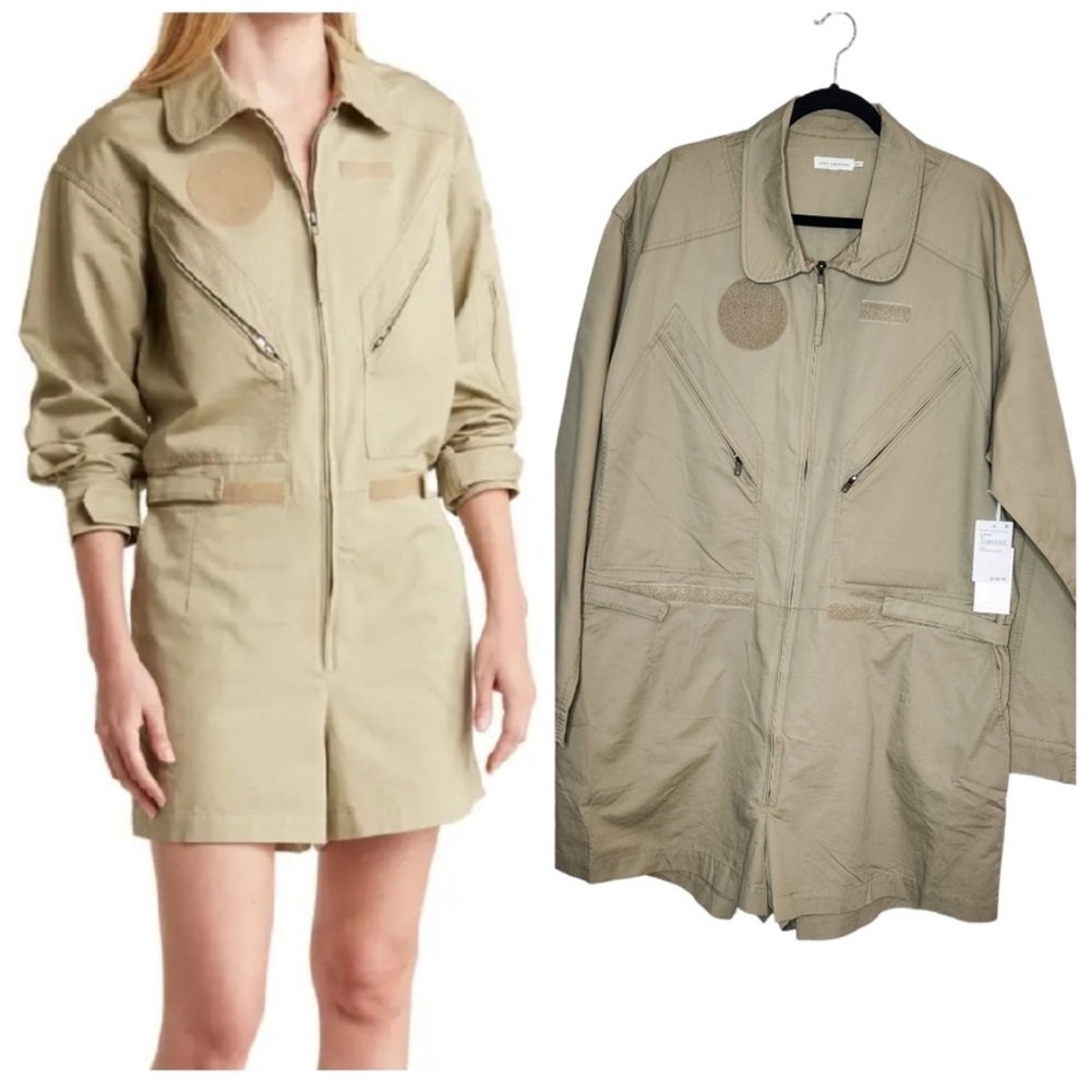 GOOD AMERICAN Womens Flight Suit Romper Size 5 Postal Khaki